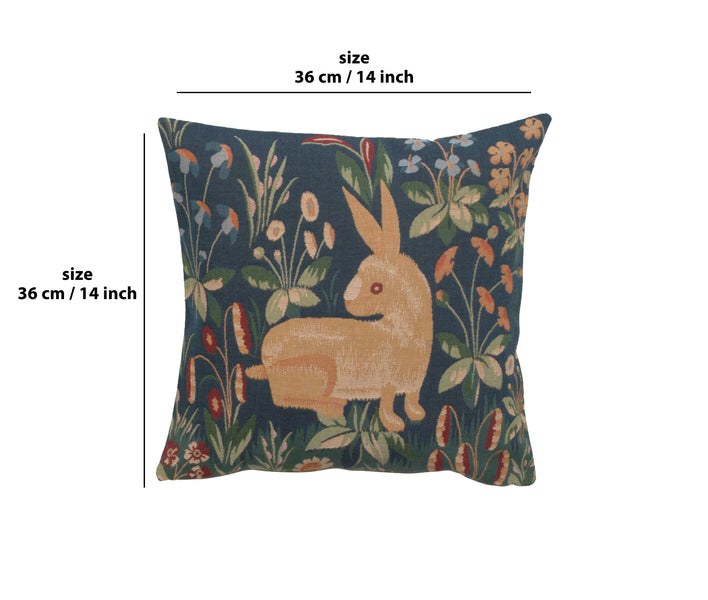 Rabbit in Blue II French Tapestry Cushion