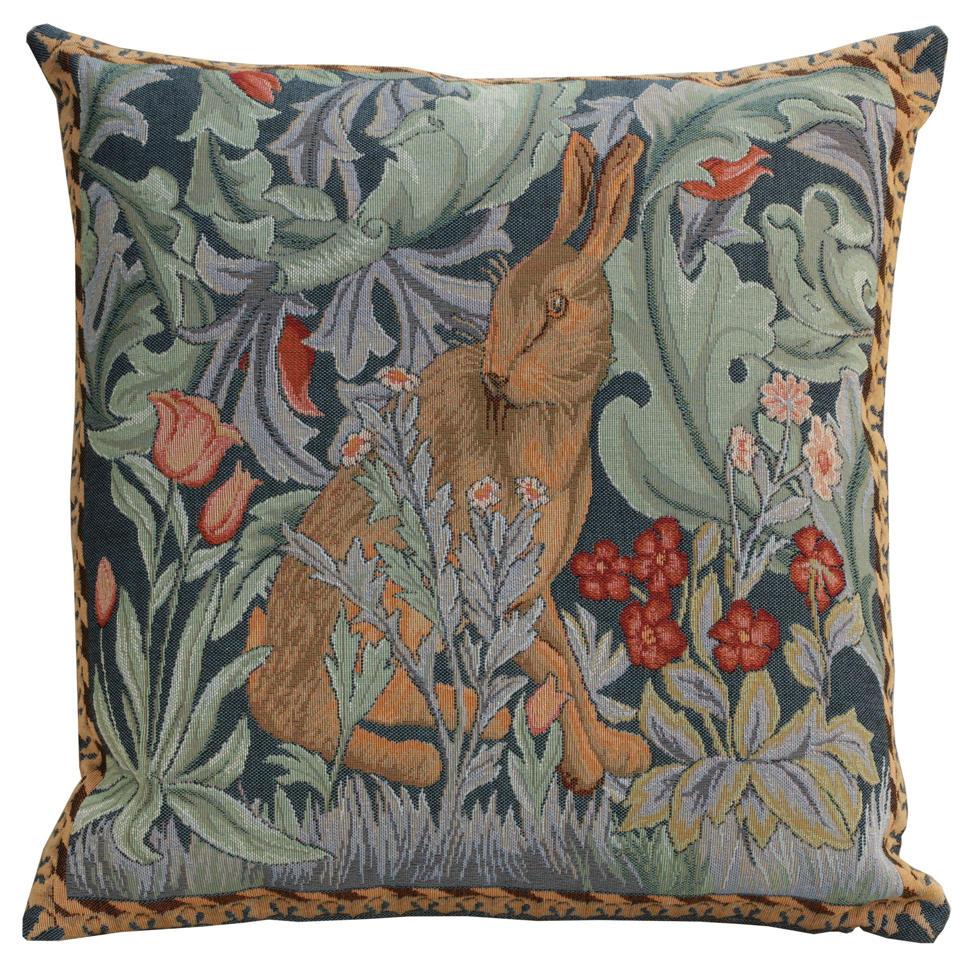 Rabbit As William Morris Right Large French Tapestry Cushion