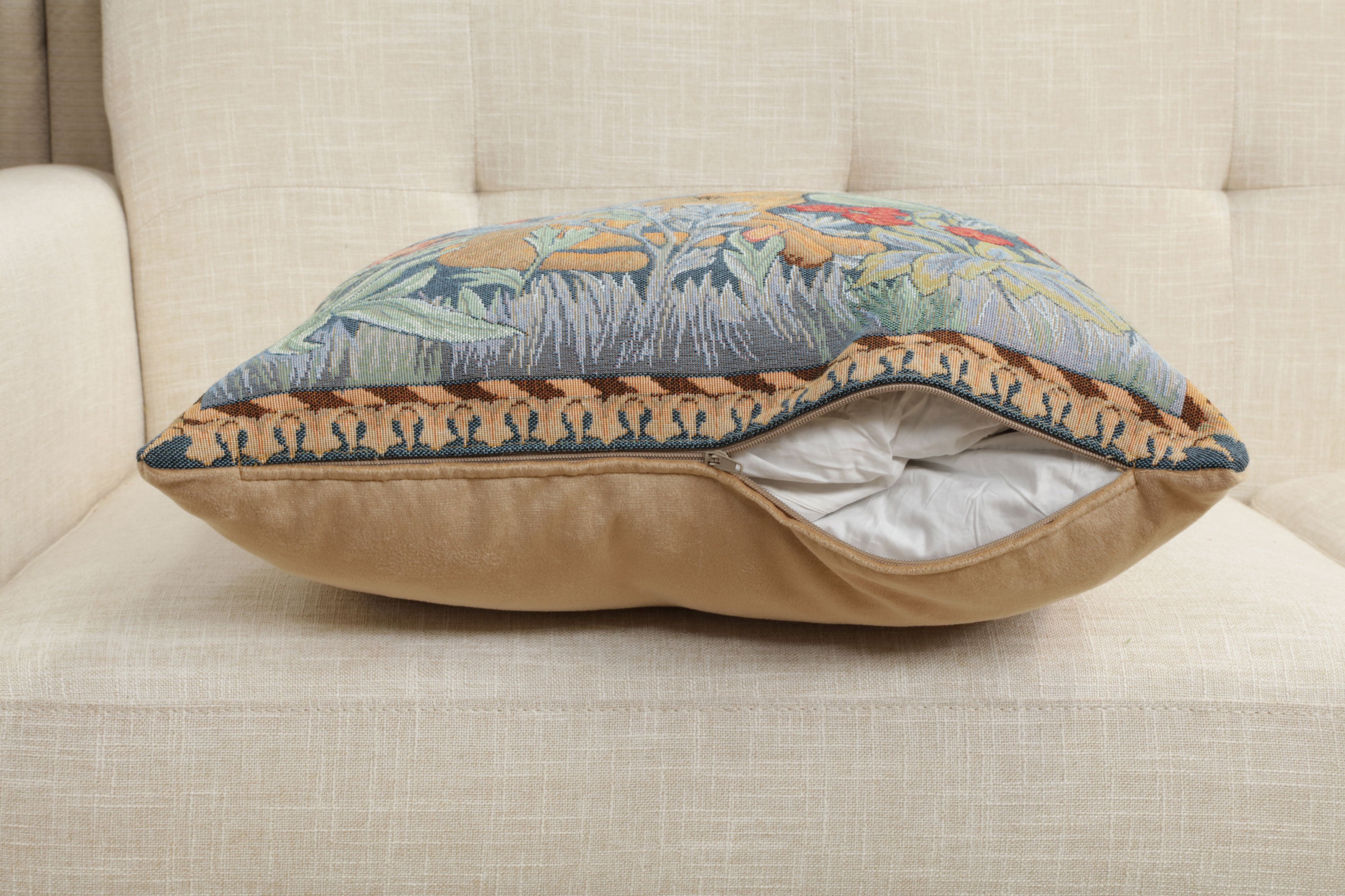 Rabbit As William Morris Right Large French Tapestry Cushion