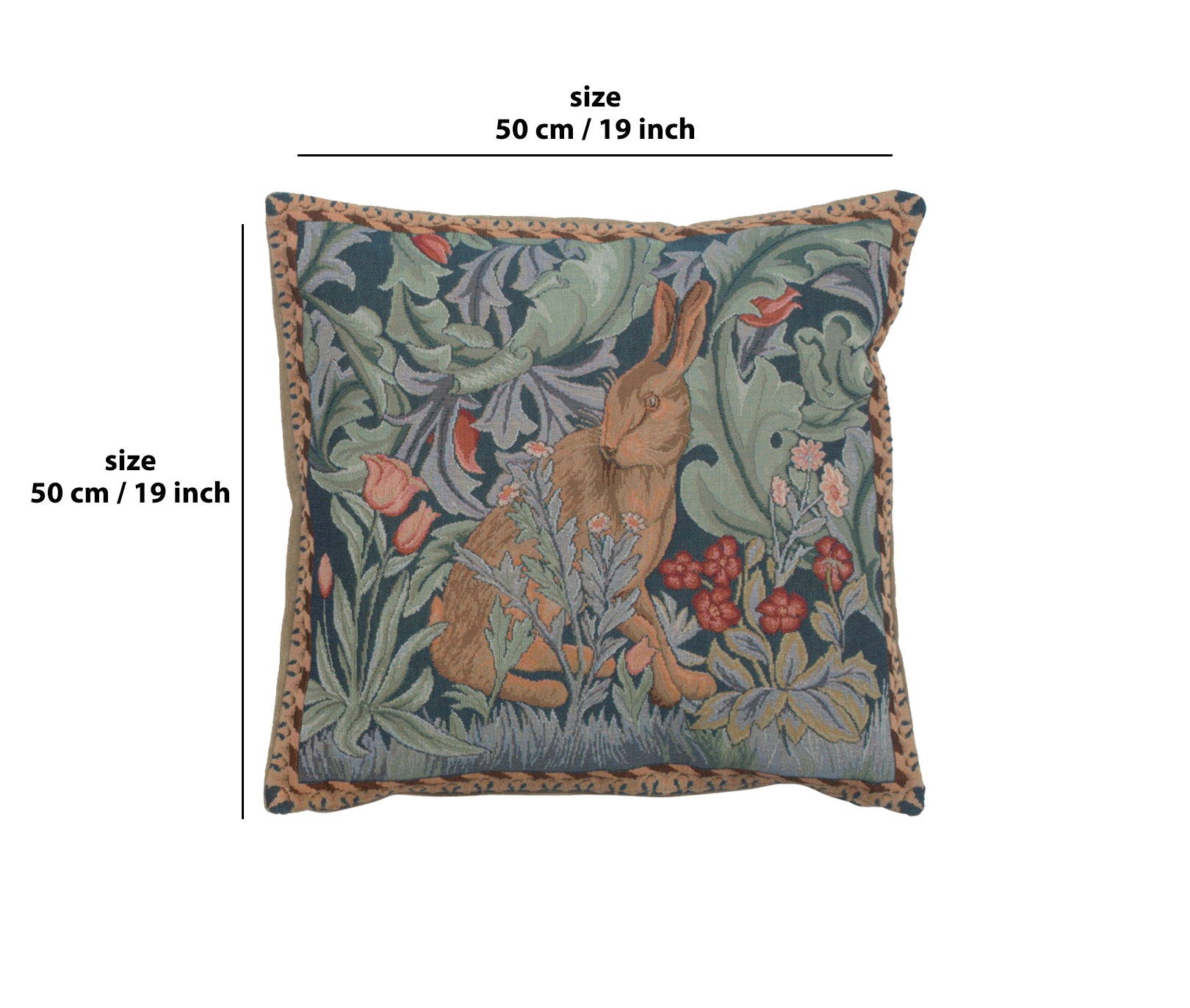 Rabbit As William Morris Right Large French Tapestry Cushion