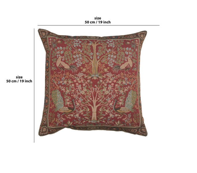 Tree In Red 1 French Tapestry Cushion