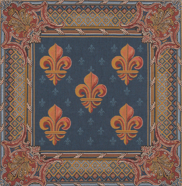 Lys flower In Blue  French Tapestry Cushion