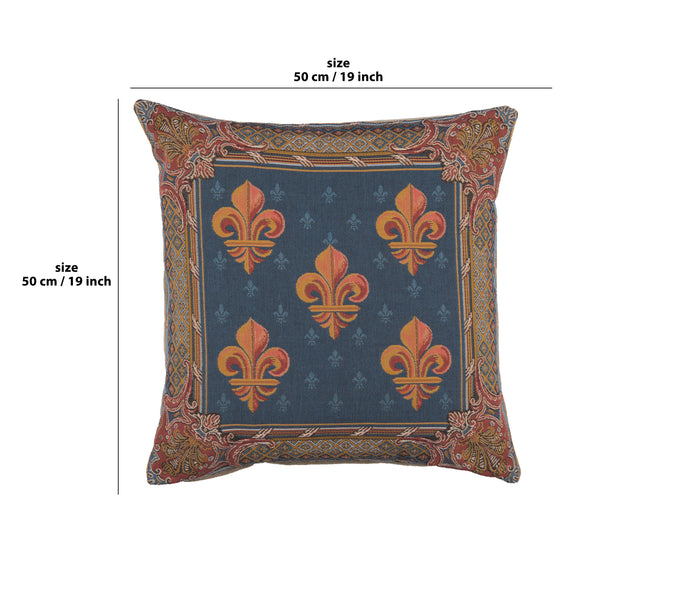 Lys flower In Blue  French Tapestry Cushion