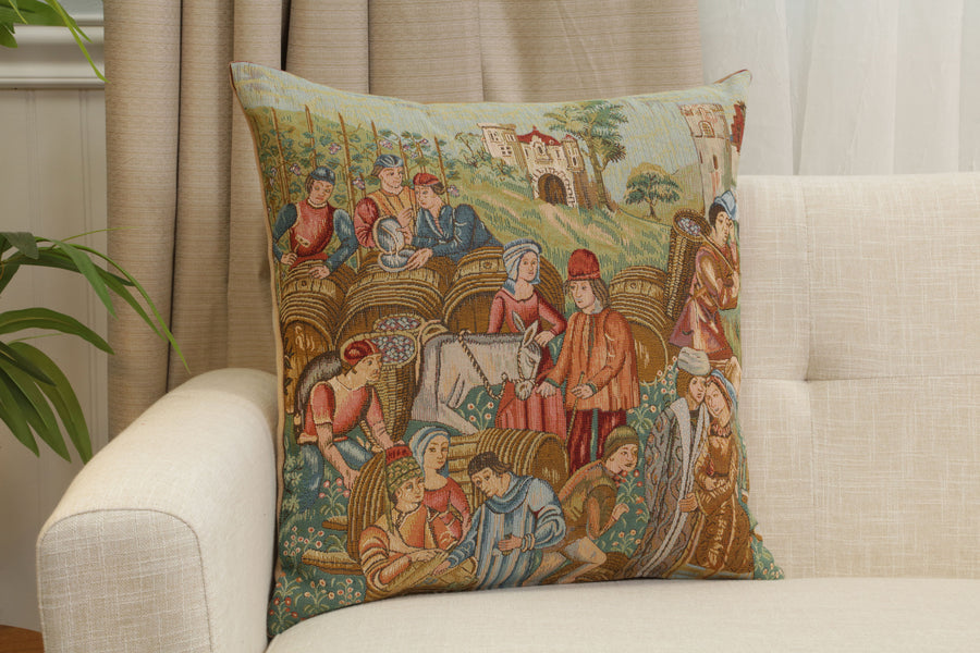 Wine Making II French Tapestry Cushion