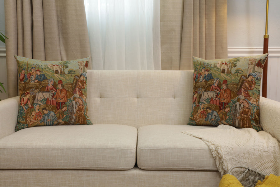 Wine Making II French Tapestry Cushion