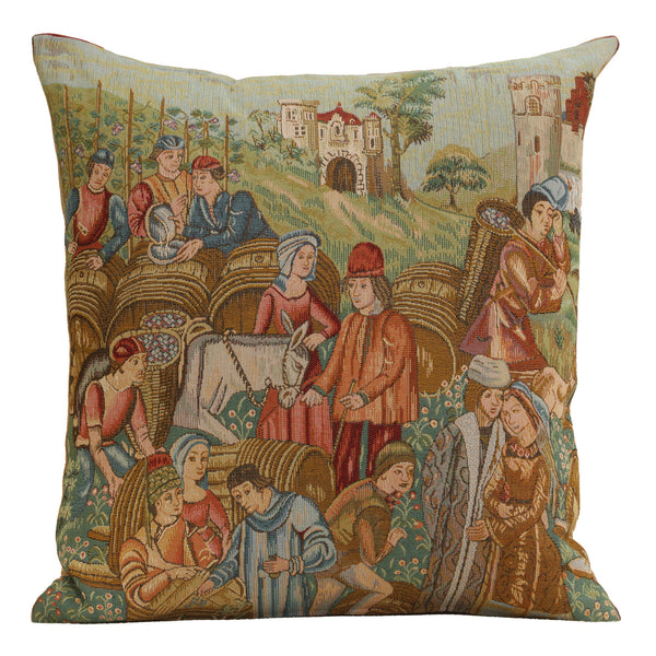 Wine Making II French Tapestry Cushion