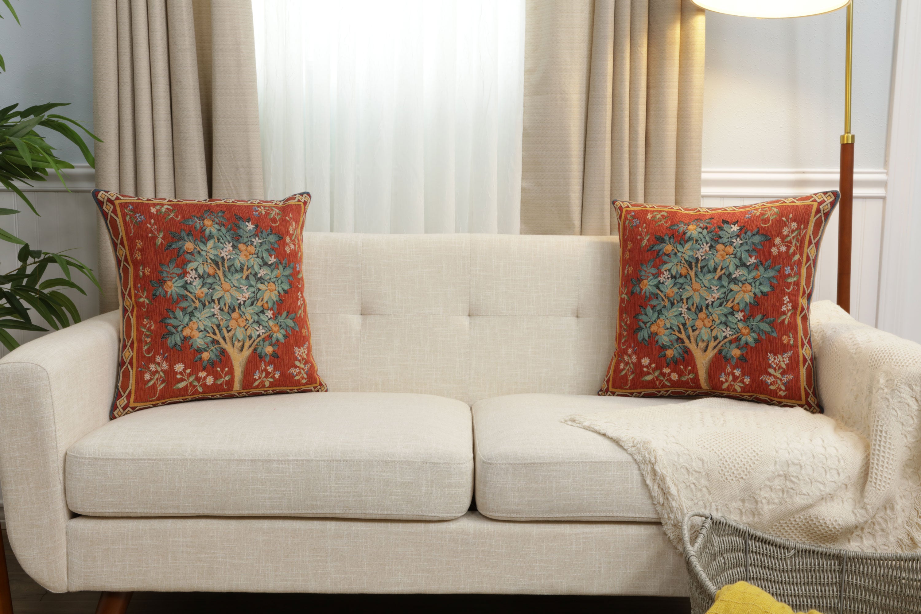 Orange Tree Large French Tapestry Cushion