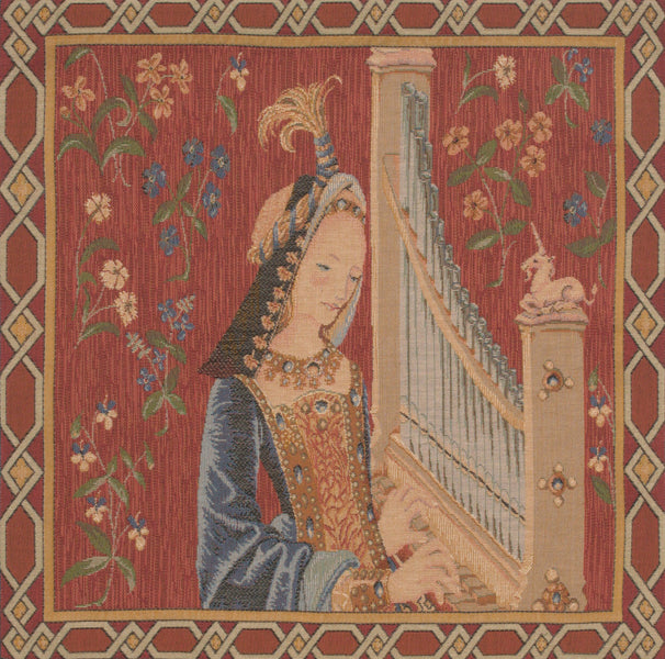 L'ouie the Hearing French Tapestry Cushion