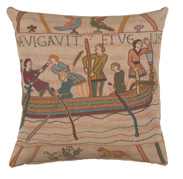 Bayeux L'Embarquement French Tapestry Cushion