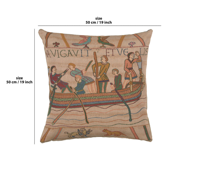Bayeux L'Embarquement French Tapestry Cushion