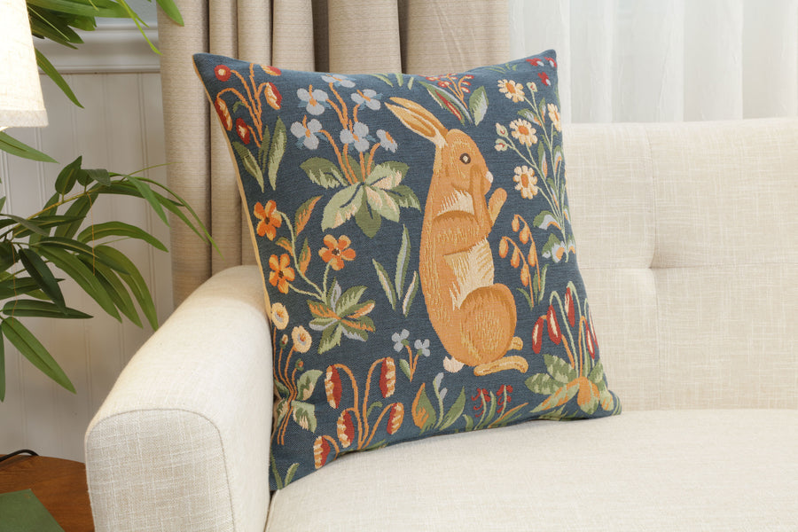 Medieval Rabbit Upright French Tapestry Cushion