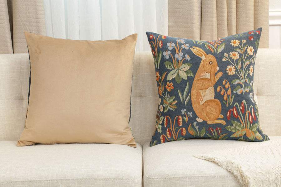 Medieval Rabbit Upright French Tapestry Cushion