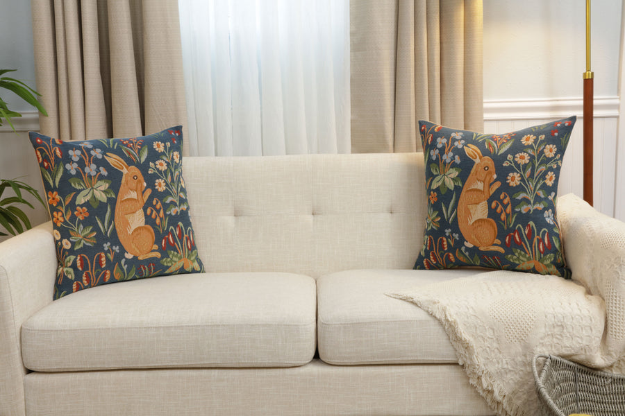 Medieval Rabbit Upright French Tapestry Cushion