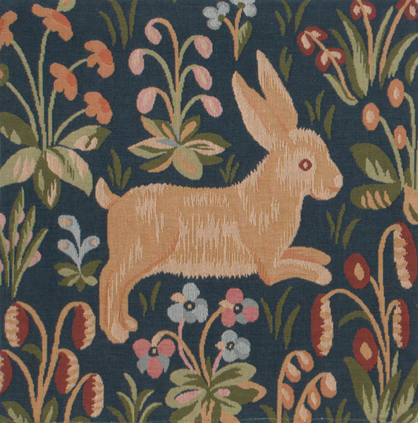 Medieval Rabbit Running French Tapestry Cushion