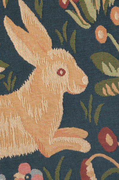 Medieval Rabbit Running French Tapestry Cushion