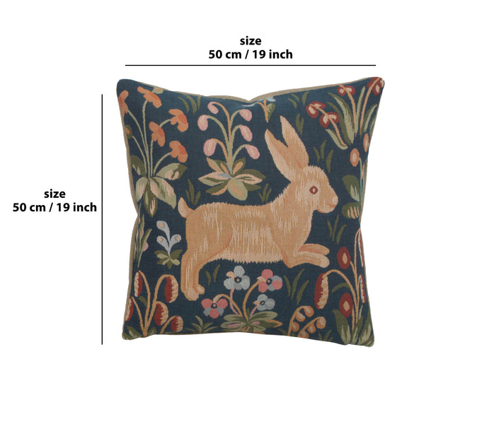 Medieval Rabbit Running French Tapestry Cushion