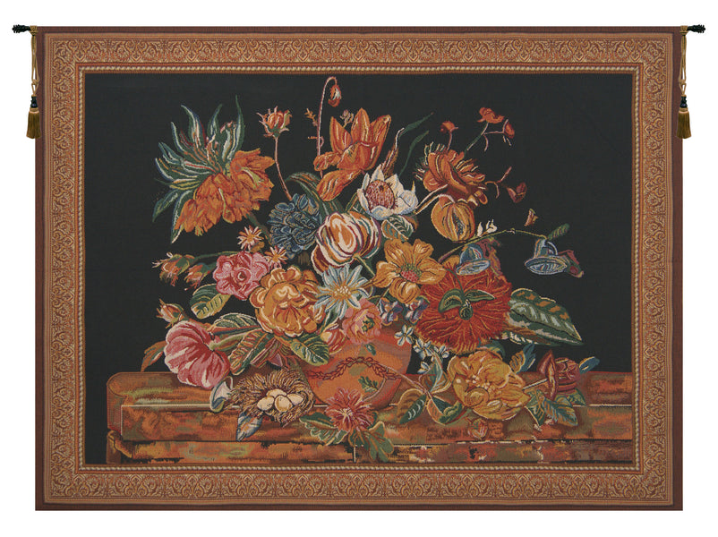 Flora Cotta Black Belgian Tapestry