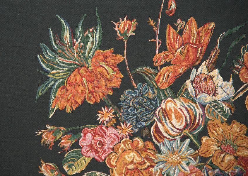 Flora Cotta Black Belgian Tapestry