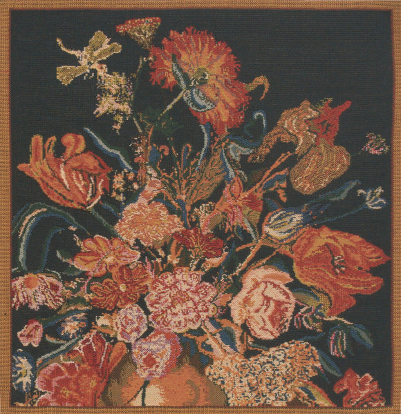 Flora Cotta Black I Belgian Cushion Cover