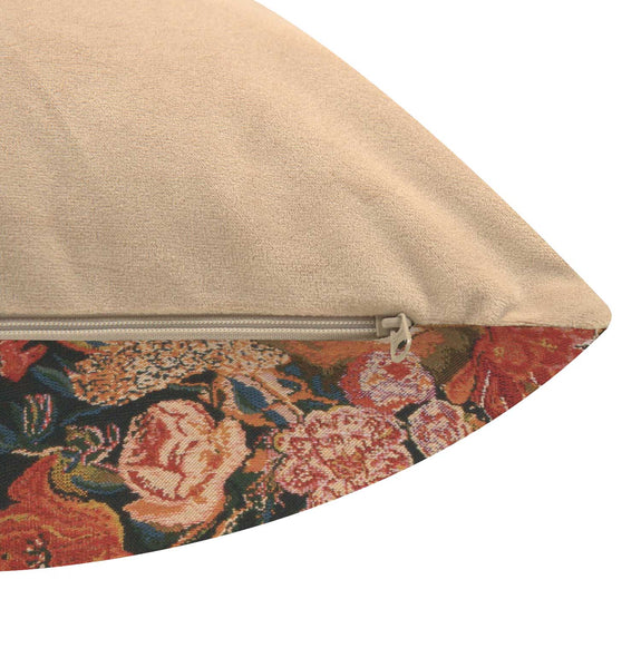 Flora Cotta Black I Belgian Cushion Cover