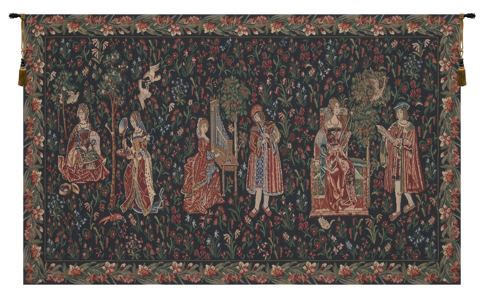 Courtly Scene Galanteries Belgian Tapestry