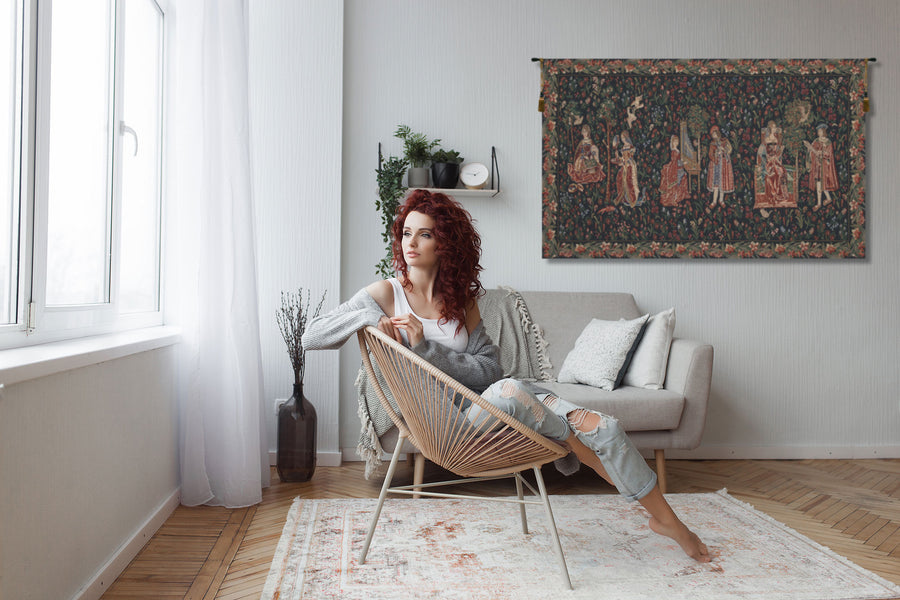 Courtly Scene Galanteries Belgian Tapestry