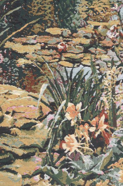 Yellow Flowers Monet's Garden  Belgian Tapestry Cushion