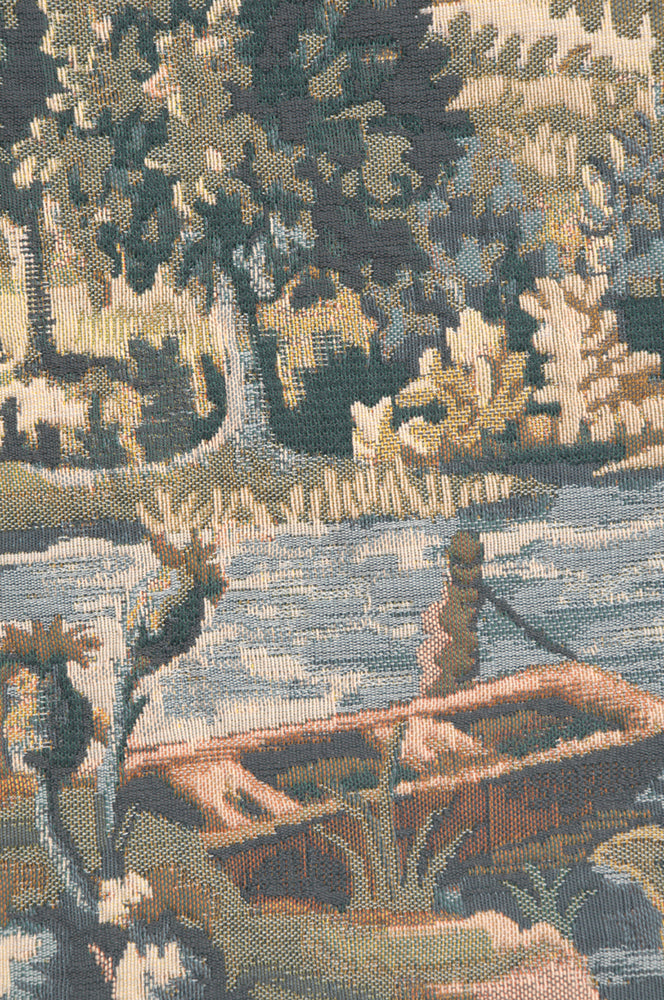Paysage Flamand Bateau Belgian Tapestry Cushion