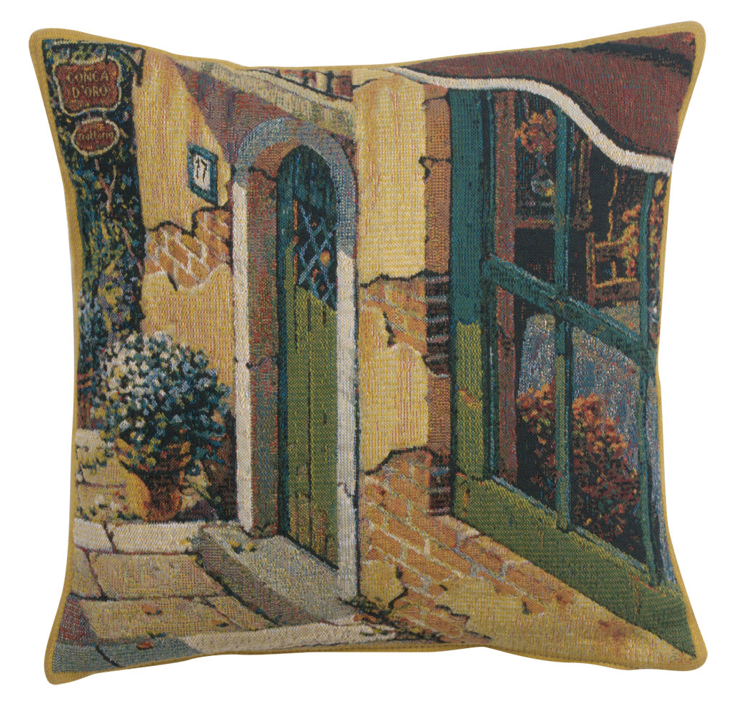 Bellagio Village Door Belgian Tapestry Cushion