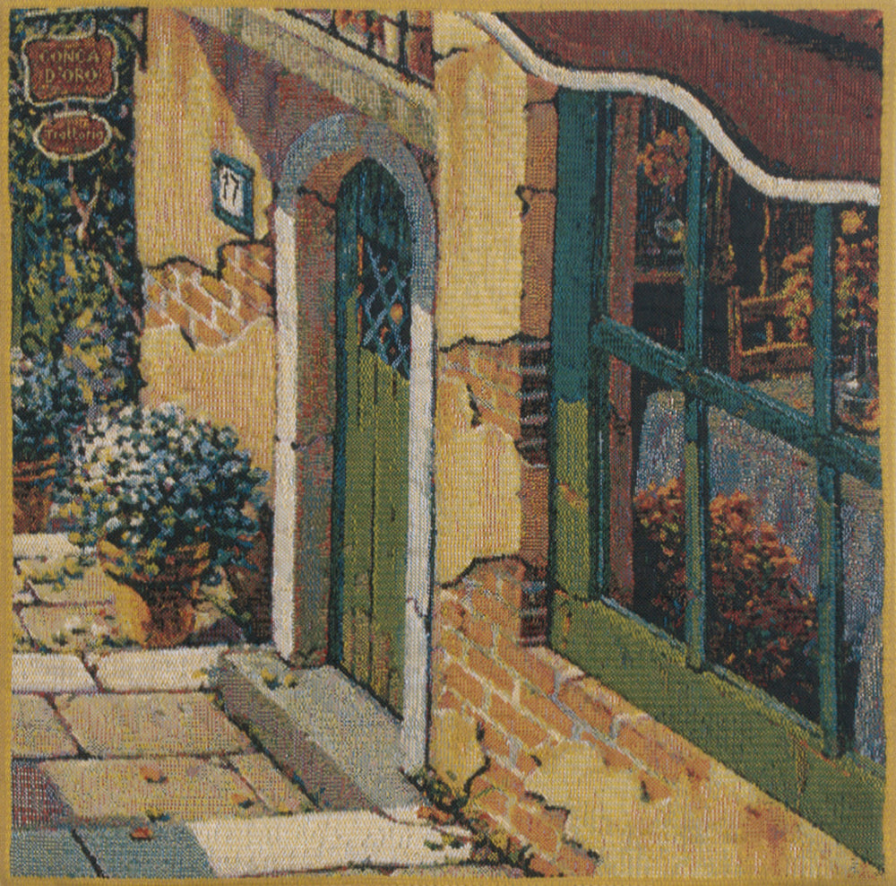 Bellagio Village Door Belgian Tapestry Cushion