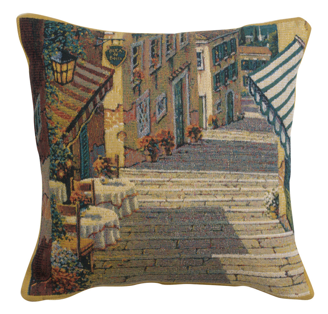 Bellagio Village Two Tables Belgian Tapestry Cushion