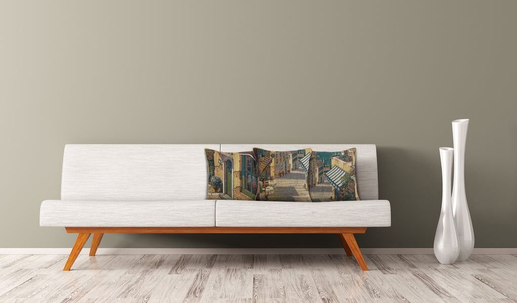 Bellagio Village I Belgian Tapestry Cushion
