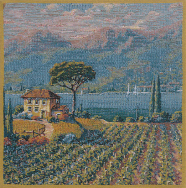 Lakeside Vineyard Left Belgian Tapestry Cushion