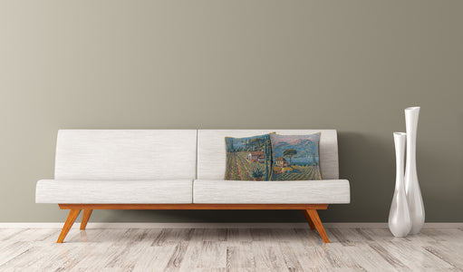 Lakeside Vineyard Left Belgian Tapestry Cushion