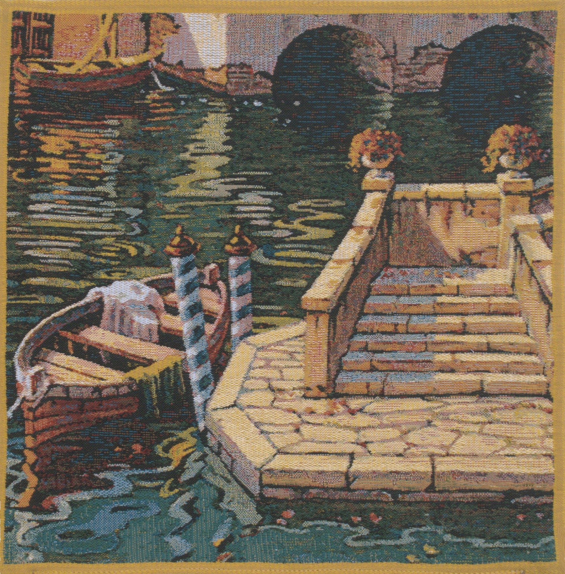 Varenna Reflections Boat Belgian Tapestry Cushion
