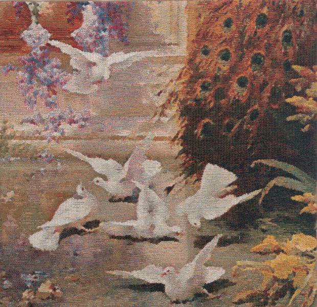 Peacock & Doves Belgian Tapestry Cushion