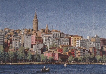 City by the Sea Stretched Wall Tapestry