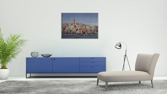 City by the Sea Stretched Wall Tapestry