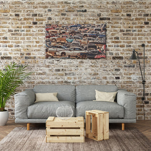 The Car Junkyard Stretched Wall Tapestry