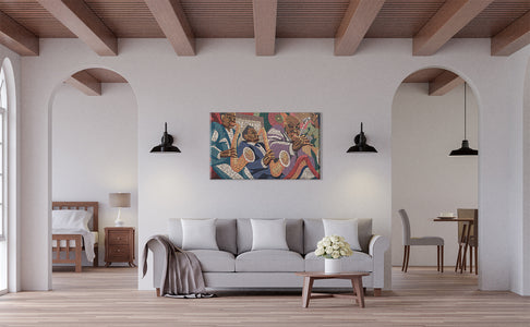 Jazz Band Stretched Wall Tapestry