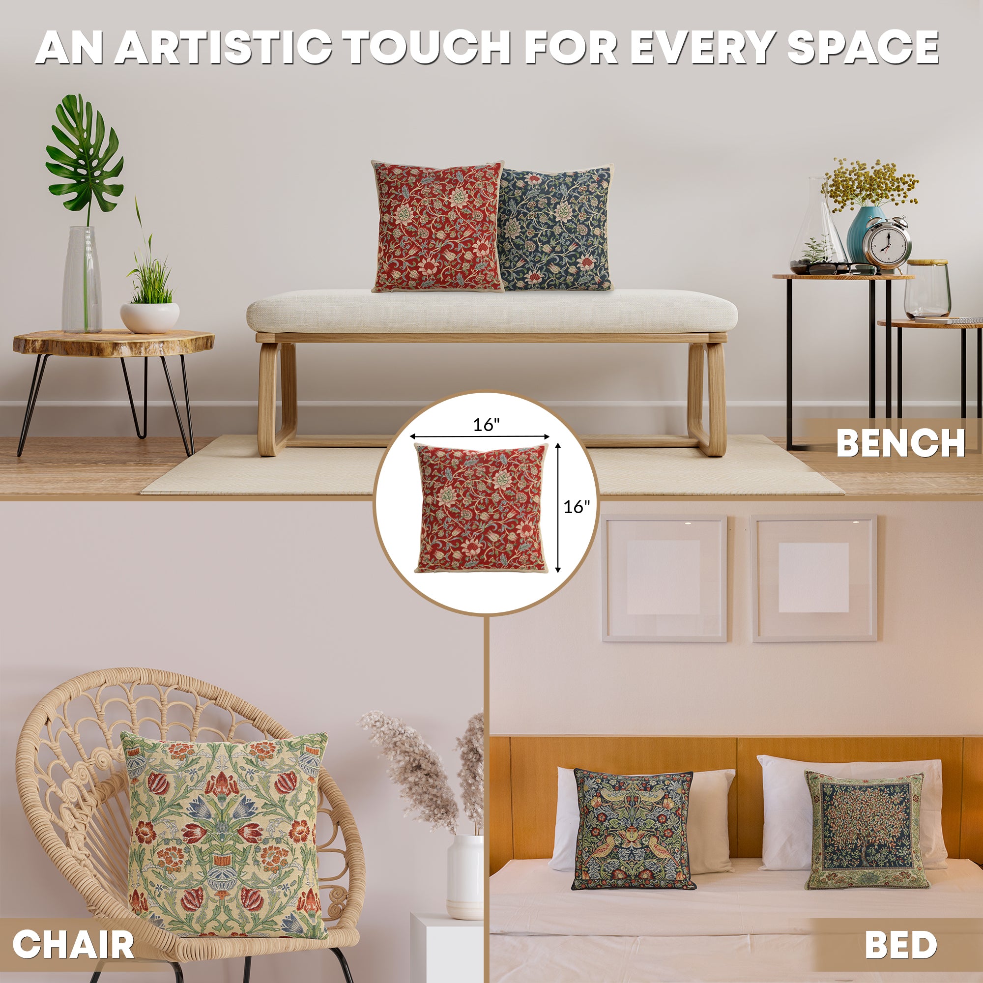Fleurs de Morris Red Belgian Cushion Cover