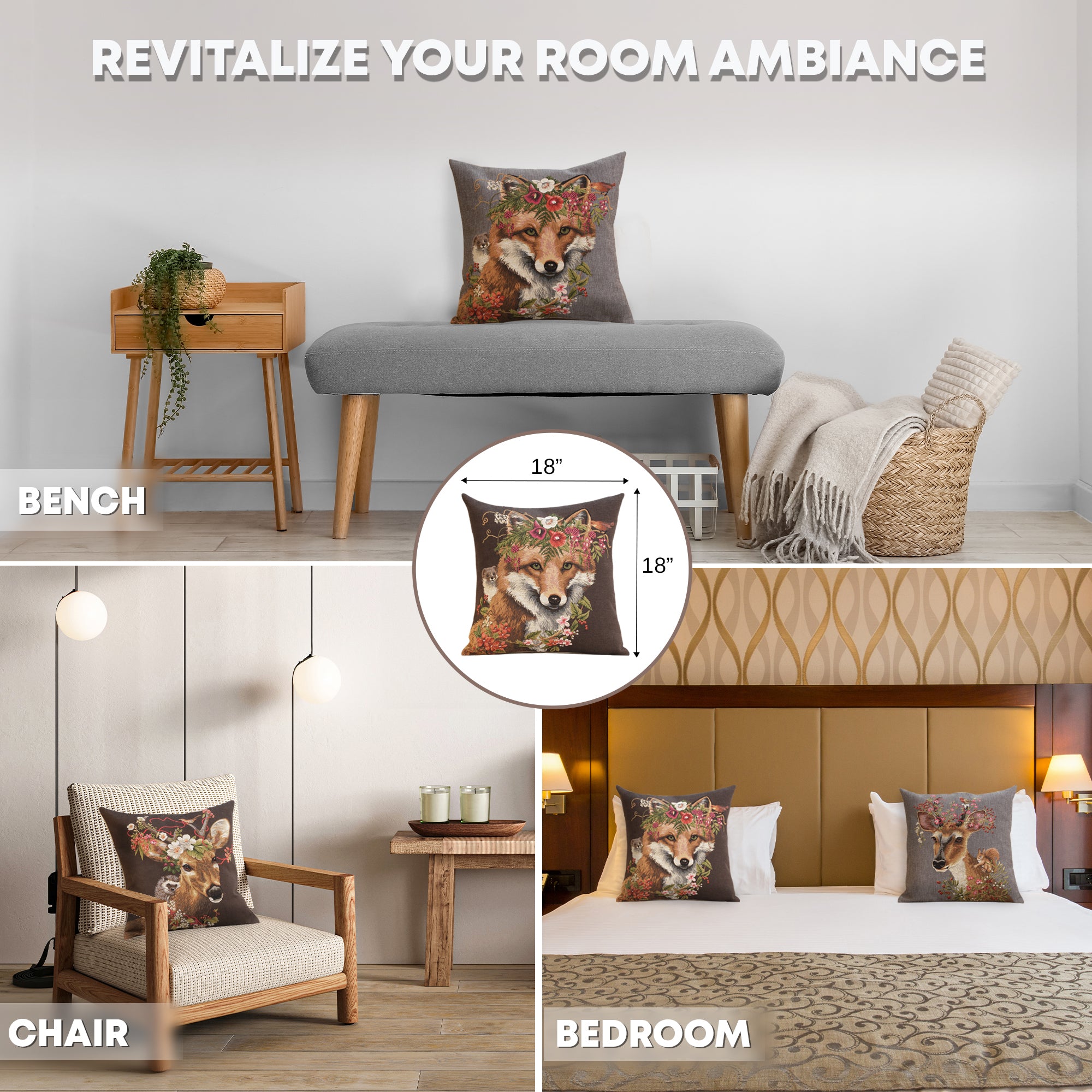 Forest Fox Brown European Cushion Cover