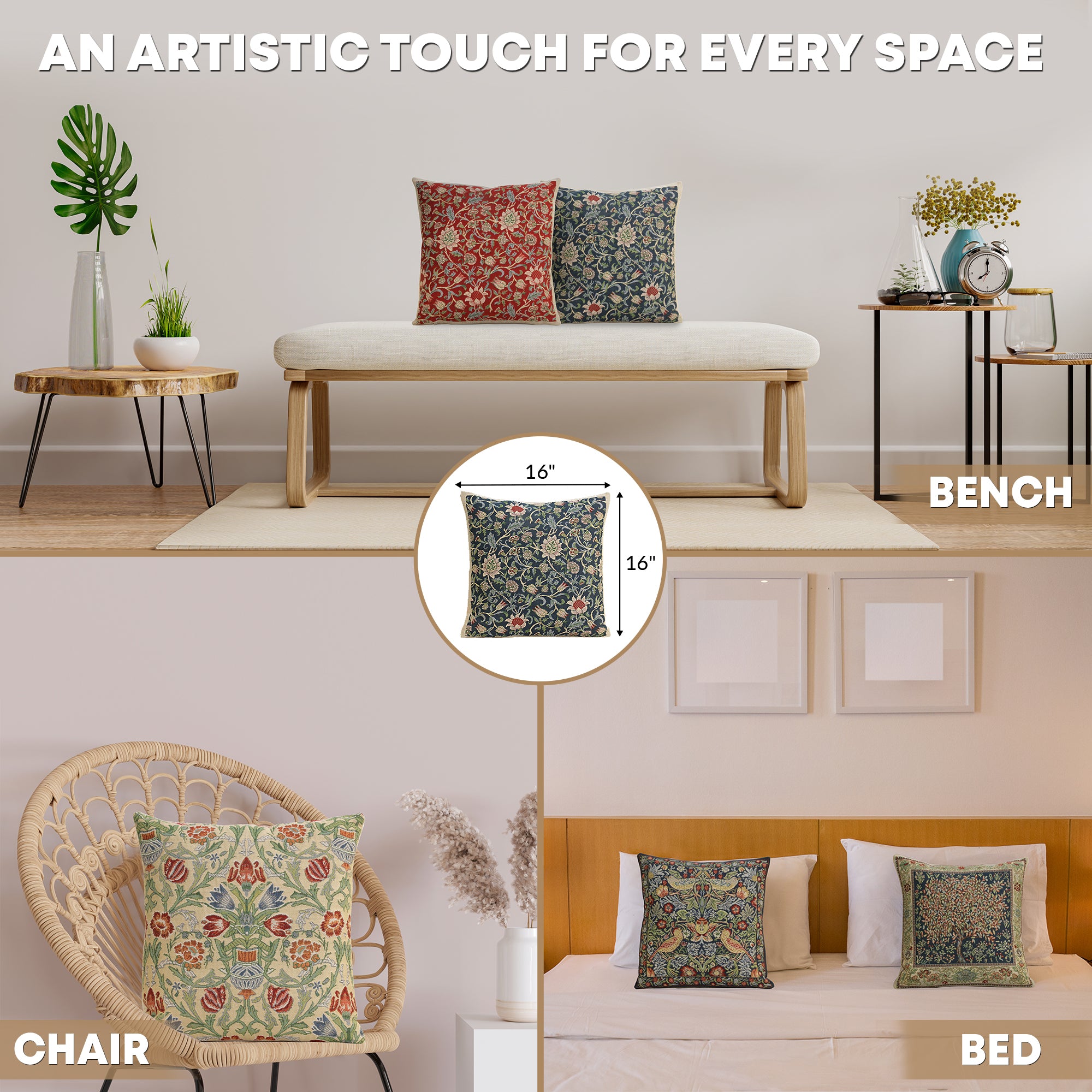 Fleurs de Morris Blue Belgian Cushion Cover