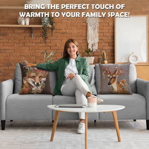 Forest Deer Grey European Cushion Cover