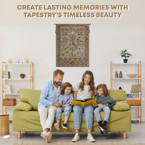 The Tree of Life Beige Belgian Tapestry