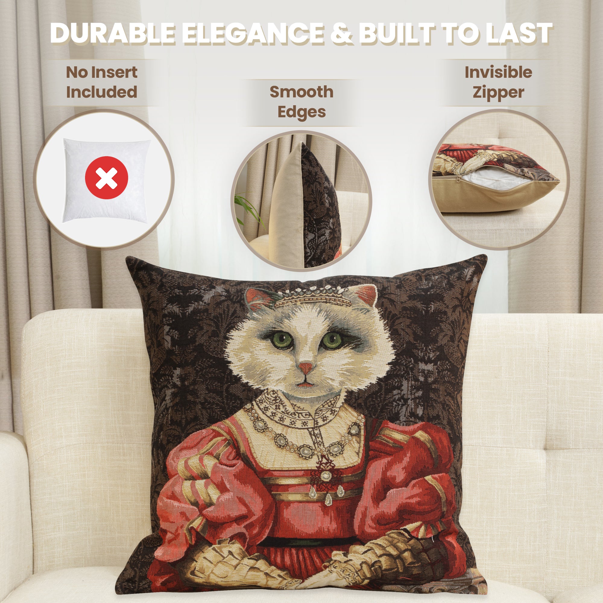 Cat With Crown A European Cushion Cover