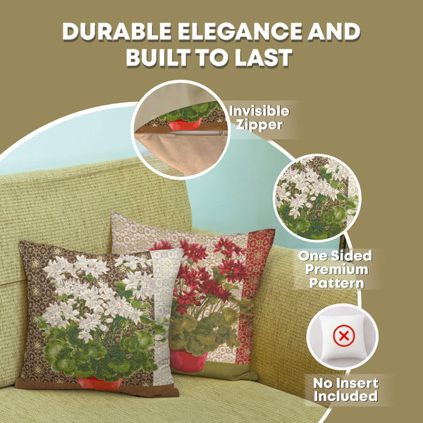 Geranium 1 White French Tapestry Cushion