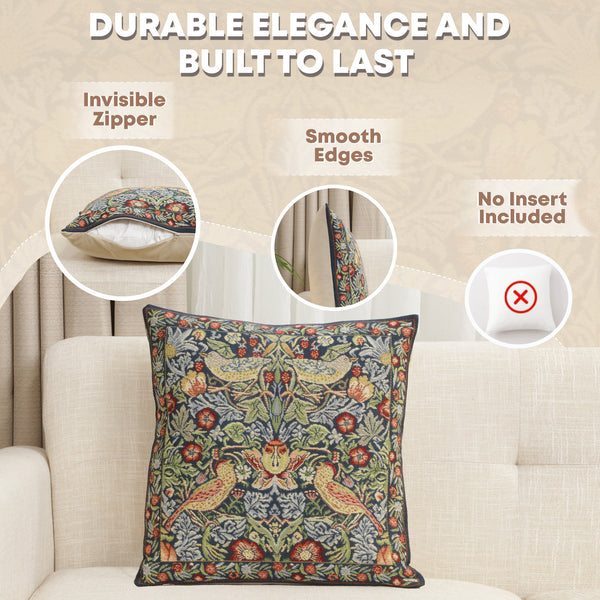 Strawberry Blue Belgian Cushion Cover