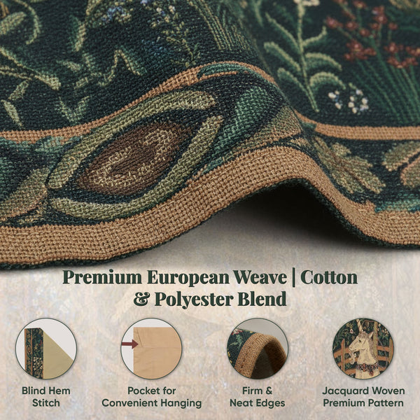 Unicorn In Captivity II (With Border) Belgian Tapestry