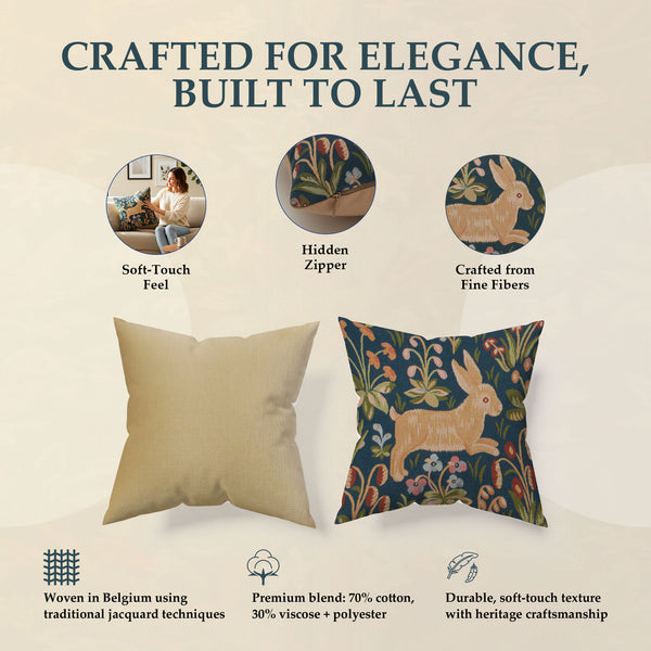 Medieval Rabbit Running French Tapestry Cushion